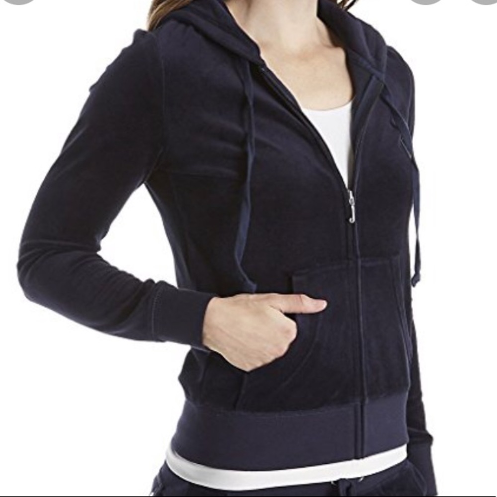 NEW!! Juicy couture black label black velour hoodie